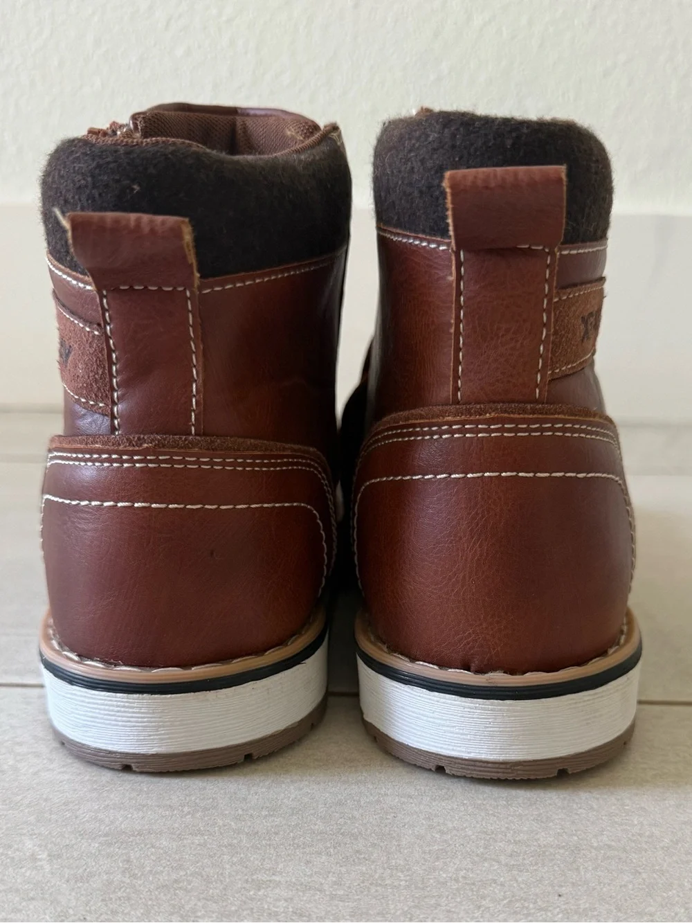 XRAY Boys Brown Combat Boots Side Zip Youth Size 7 NWOB